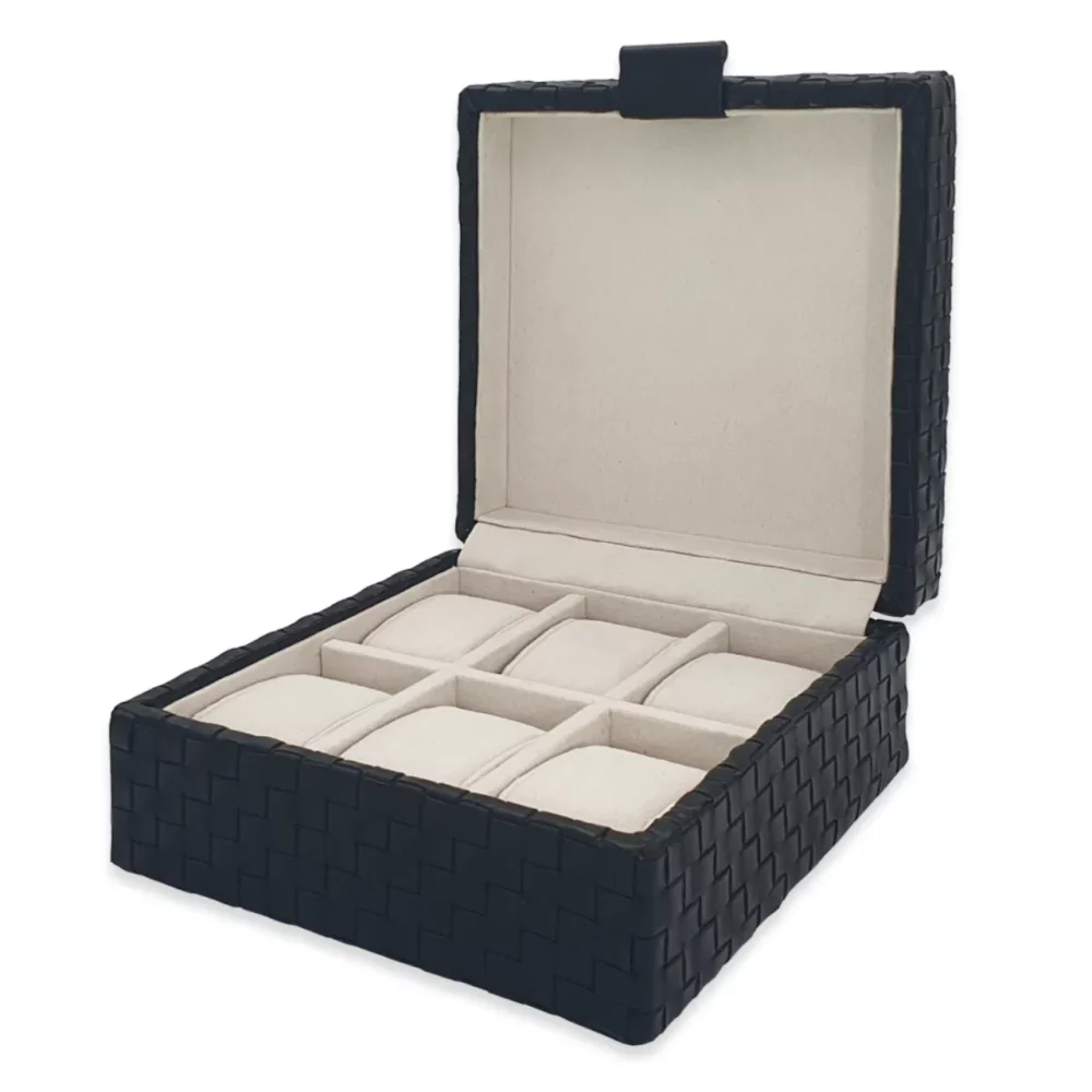 lord brummel 6p portaorologi lusso cuoio intrecciato Quia Zulpo nero cuoio 01
